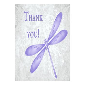 Purple Dragonfly Wedding Thank You Cards Front View