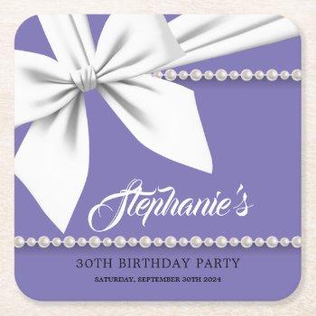 purple elegant tiffany fancy party tableware square paper coaster