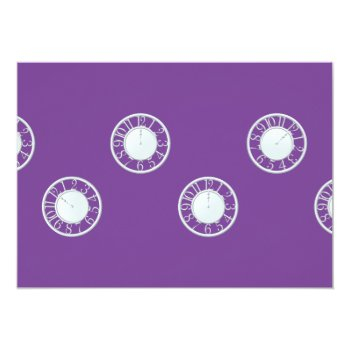 Purple Floral Around The Clock Shower Invite Front View