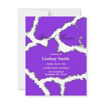 purple giraffe pattern bridal shower invitation