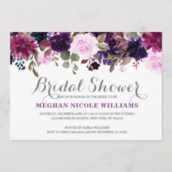 purple lavender floral boho bridal shower invitation