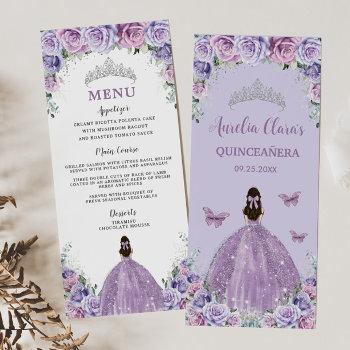 purple lavender lilac rose floral quinceañera menu