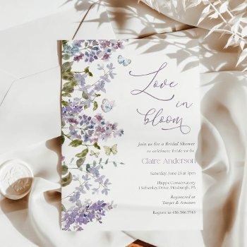 purple love in bloom bridal shower invitation