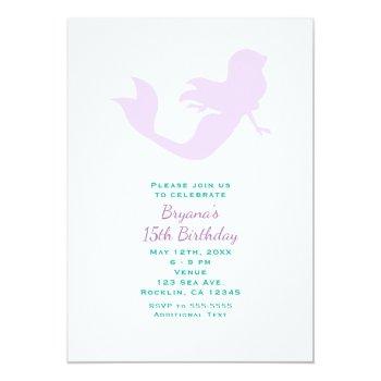 Purple Mermaid Beach Birthday Party Invitations Front View