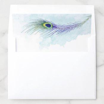 purple peacock invitation envelope liner