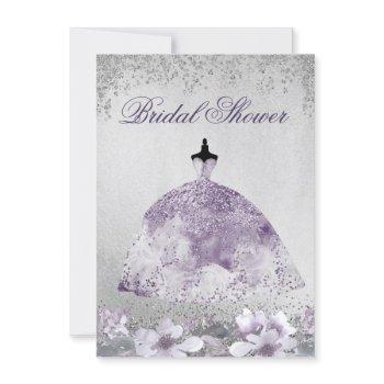 purple silver sparkle dress bridal shower invite