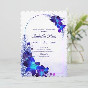 purple turquoise blue orchid bridal shower invitation