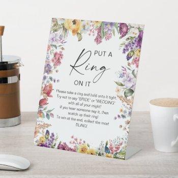 put a ring on it garden flowers bridal shower pedestal sign