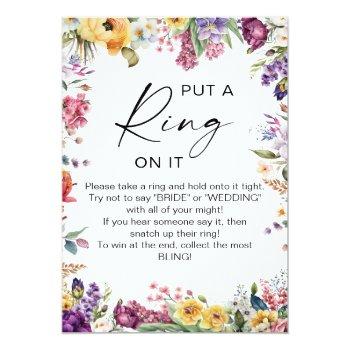 Put A Ring On It Garden Flowers Bridal Shower Pedestal Sign Front View