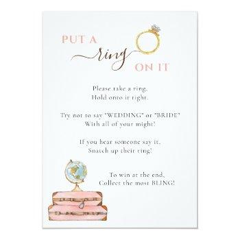 Put A Ring On It Travel Theme Bridal Shower Game  Invitation Front View