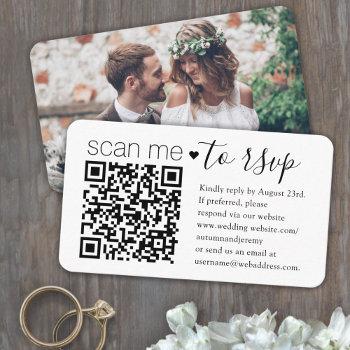 Qr Code Rsvp Wedding Website Simple Photo Response Enclosure Card Front View