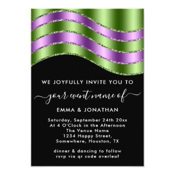 Qr Code Wedding Bridal Shower Black Green Purple Front View