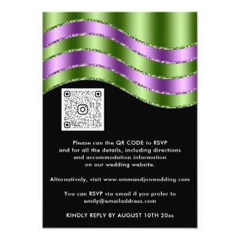 Qr Code Wedding Bridal Shower Black Green Purple Front View