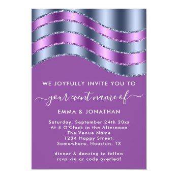 Qr Code Wedding Bridal Shower Blue Navy Purple Front View