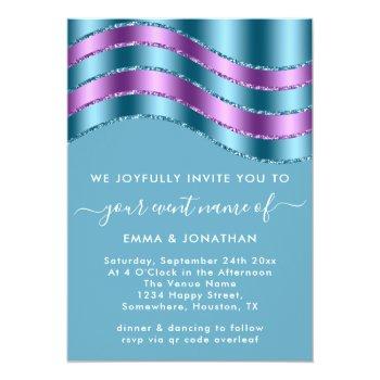 Qr Code Wedding Bridal Shower Purple Teal Blue Front View