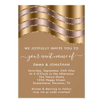 Qr Code Wedding Bridal Shower Rose Gold Beige Front View