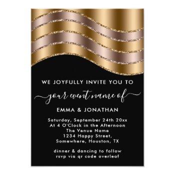 Qr Code Wedding Bridal Shower Rose Gold Black Front View