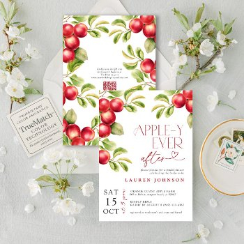 qr modern appley ever after apple bridal shower invitation