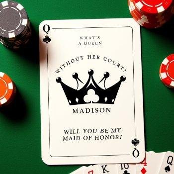 queen of clubs poker bridesmaid proposal card