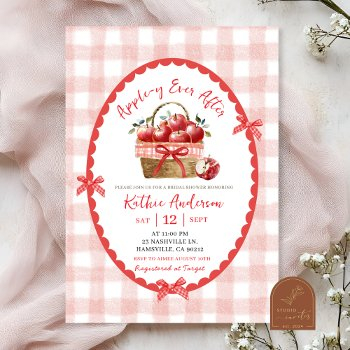 quirky hand-drawn illustration apple bridal shower invitation