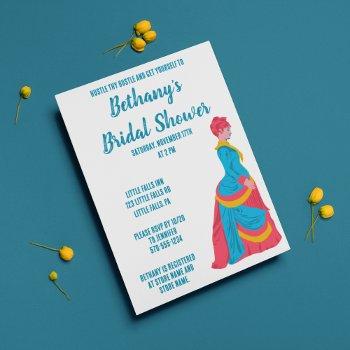 quirky pop art hustle thy bustle bridal shower invitation