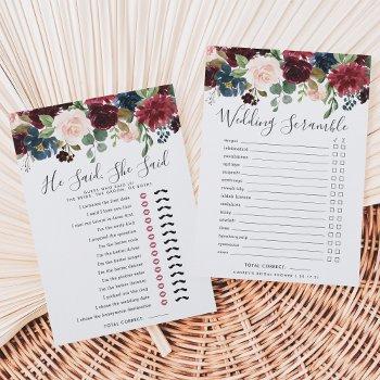 radiant bloom double-sided bridal shower game