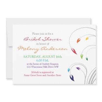 rainbow colors floral bridal shower invitation