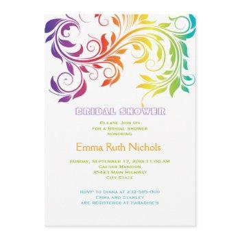 rainbow colors scroll leaf wedding bridal shower invitation