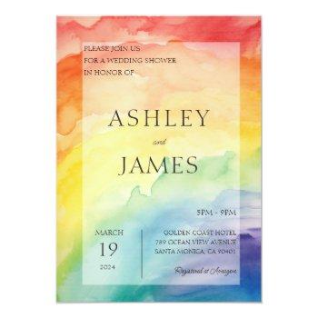 Rainbow Gay Lesbian Lgbtq Wedding Couples Shower Invitation Front View