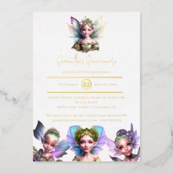 real foil fairy enchanted fairytale quinceanera 15 foil invitation