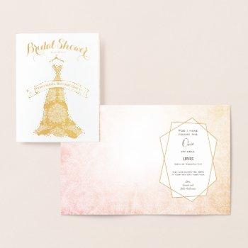 real gold foil floral bridal shower congratulation foil card