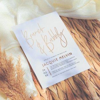 real rose gold foil brunch & bubbly bridal shower foil invitation