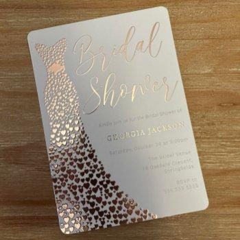 real rose gold foil dress bridal shower modern foil invitation