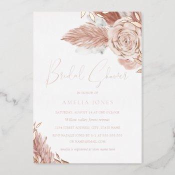 real rose gold foil pink boho floral bridal shower foil invitation