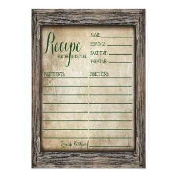 Recipe Card | Rustic Calligraphy Card Front View