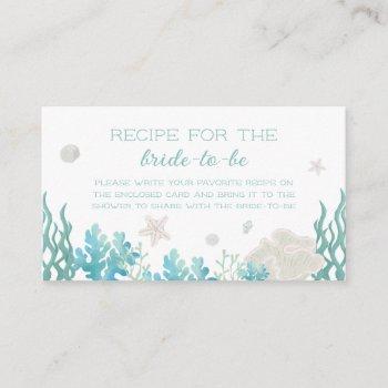 recipe card sea beach ocean bridal shower