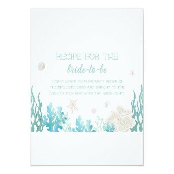 Recipe Card Sea Beach Ocean Bridal Shower Front View