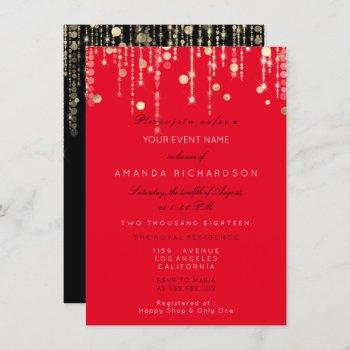 red black  gold drips birthday bridal shower invit invitation
