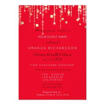 Red Black  Gold Drips Birthday Bridal Shower Invit Invitation Front View