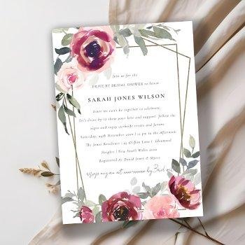 red blush rose flora drive by bridal shower invite
