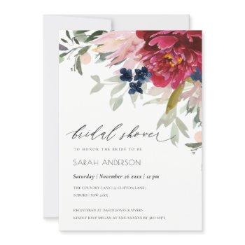 red burgundy blush floral bridal shower invite
