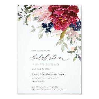 Red Burgundy Blush Floral Bridal Shower Invite Front View