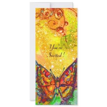 red butterfly in yellow brown gold sparkles invitation