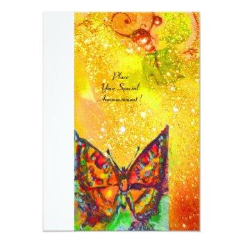 Red Butterfly In Yellow Brown Gold Sparkles Invitation Front View