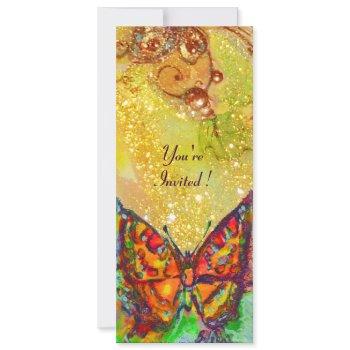 red butterfly in yellow brown gold sparkles invitation