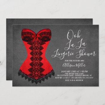 red corset lingerie bridal shower invitation