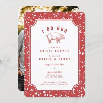 red floral pig i do bbq bridal shower invitation
