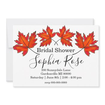 red leaves, maple leaves, autumn bridal shower invitation