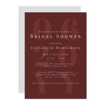 red minimalist bold type bridal shower invitation