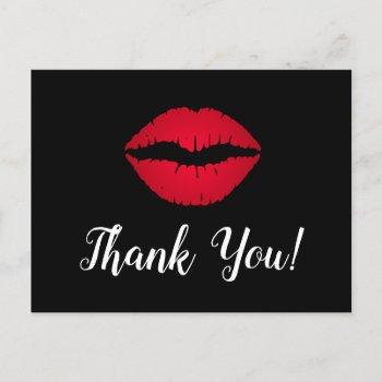 red ombre lipstick kiss thank you black postcard